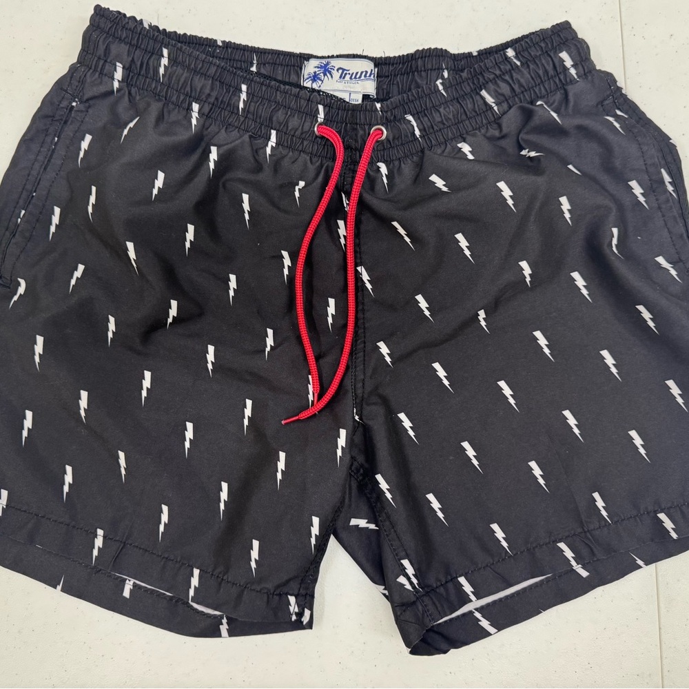 Trunk Ltd Black and Red Swim Trunks with Elastic Waistband